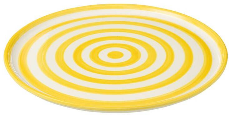J-Line Plate Granada Stripes Ceramic White|Yellow