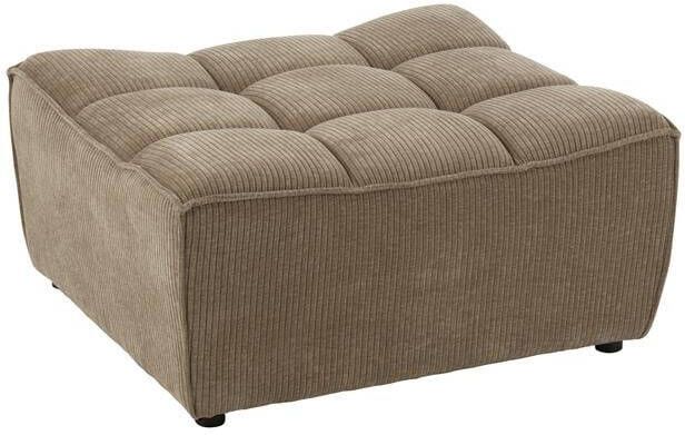 J-Line Poef Grid Populierenhout|schuim Donker Taupe 84x92x44cm