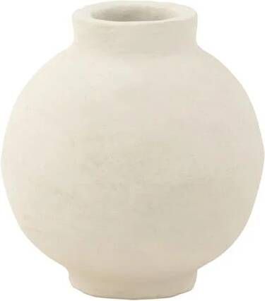 J-Line Pot Glad Sphere Papier Mache Wit 30x30x30cm