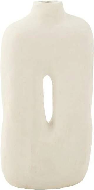 J-Line Pot Square Papier Mache Wit 25x10x50cm