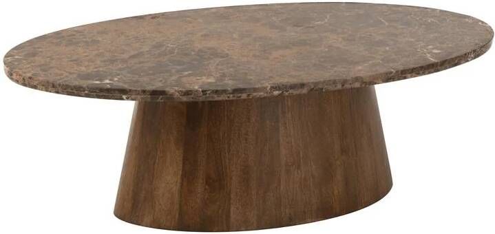 J-Line Salontafel Ovaal Marmer|mangohout Bruin 130x68x41cm