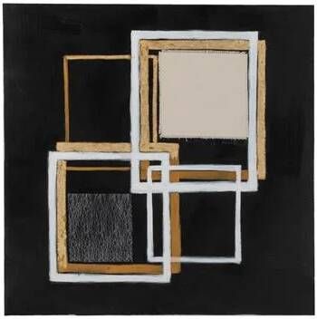 J-Line schilderij Vierkant canvas|hout zwart|goud