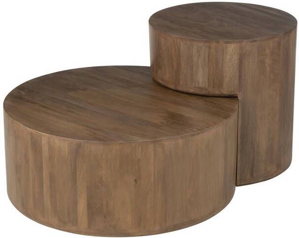 J-Line Set Van 2 Bijzettafels Toge Mango Hout Bruin 75x75x30cm