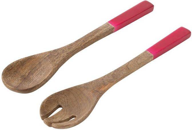 J-Line Set Van 2 Keukengerei Mangohout Roze|Naturel