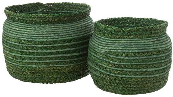 J-Line Set Van 2 Mand Gevlochten Rand Zeegras Groen