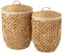 J-Line wasmanden + Deksel Waterhyacinth jute naturel 2 stuks - Thumbnail 2