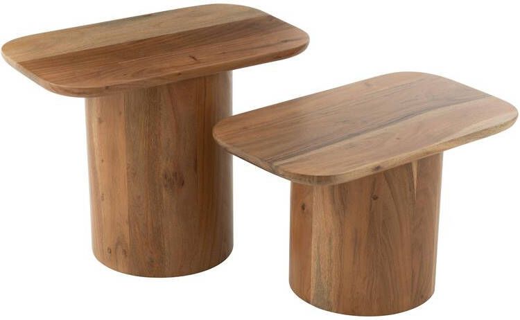 J-Line bijzettafel Acacia hout naturel set van 3