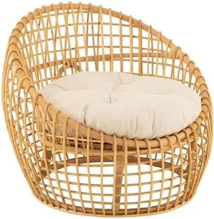 J-Line Stoel Lise+kussen 1 Personen Rotan textiel Naturel wit 79x84x67cm