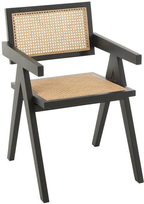 J-Line stoel Rooster essenhout|rotan zwart