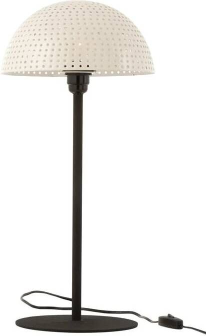 J-Line Tafellamp Paddenstoel Bolletjes Metaal Blinkend Wit zwart Large 27x27x59cm