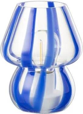 J-Line Tafellamp Strepen Glas Transparant|Blauw Small