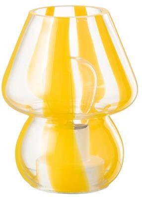 J-Line Tafellamp Strepen Glas Transparant|Geel Small