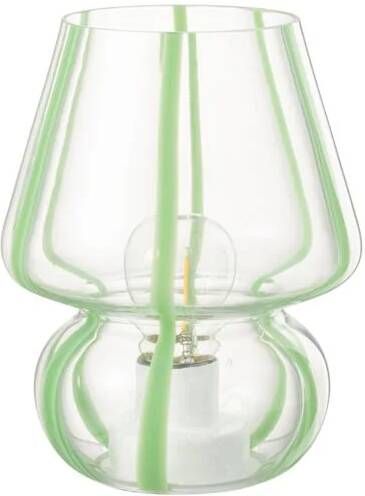 J-Line Tafellamp Strepen Glas Transparant|Groen Large