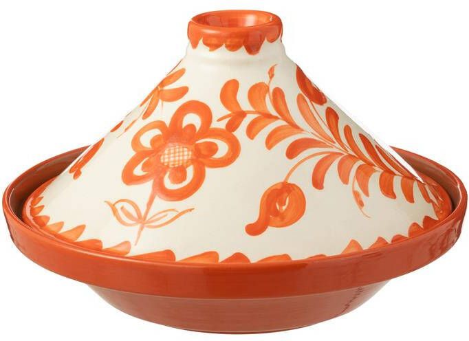 J-Line Tagine Granada Ceramic White|Orange