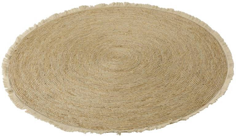 J-Line J Line Tapijt Kwastjesband Mais Schil Katoen Beige Wit