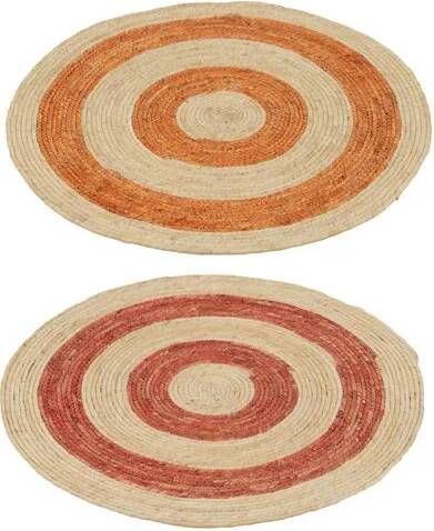J-Line tapijt Rond Cirkels maïs oranje|rood medium 2 stuks