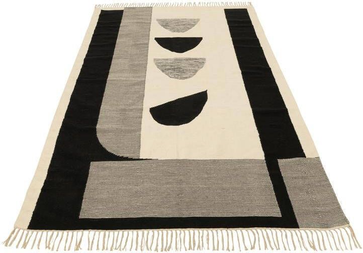 J-Line Tapijt Tokyo Polyester Wit|zwart 302x198x2cm