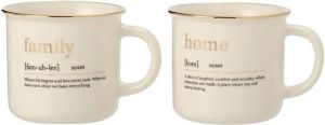 J-Line Tas Boodschap Family Home Keramiek Goud Assortiment Van 2