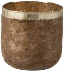 J-Line Theelichthouder Rond Glas Oud Roze Medium Frosty 13x13 CM