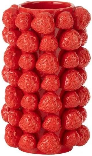 J-Line vaas Aardbeien Cover keramiek rood 26.5 cm hoog