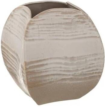 J-Line vaas Abstract Vierkant klei beige large Ø 22.5 cm