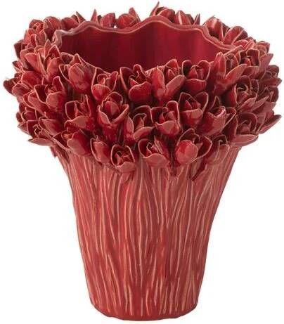 J-Line vaas Ambrosia keramiek rood medium Ø 20.5 cm