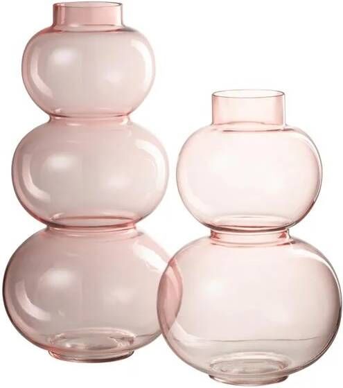 J-Line vaas Bol glas roze large 36 cm hoog
