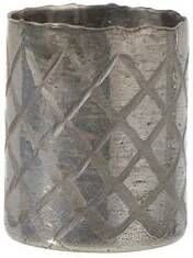 J-Line Vaas Cilinder Ruitpatroon Glas Lichtgrijs Small Bloemenvaas 15.00 cm hoog