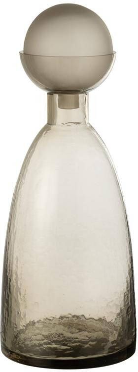 J-Line vaas Fles + Dop Yara glas greige large 43 cm hoog