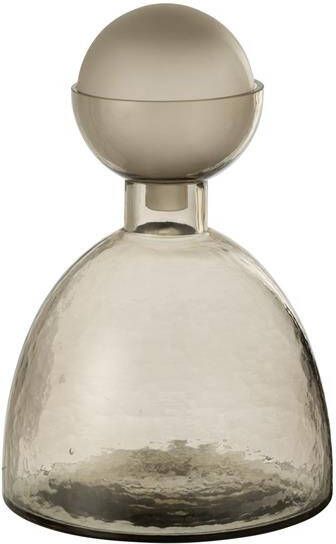 J-Line vaas Fles + Dop Yara glas grijs small Ø 20 cm