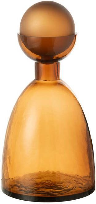 J-Line vaas Fles + Dop Yoko glas bruin medium 34 cm hoog