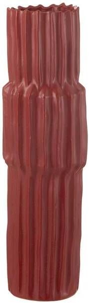 J-Line vaas Gegolfd porselein rood small 60 cm hoog