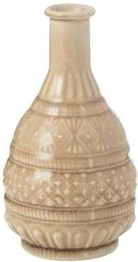 J-Line vaas Gekerfd porselein beige 18.5 cm hoog