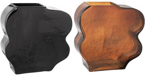 J-Line Vaas Grillig Glas Camel|Donker Bruin Small Assortiment Van 2