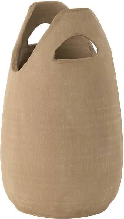 J-Line vaas Handvat keramiek beige large 40 cm hoog