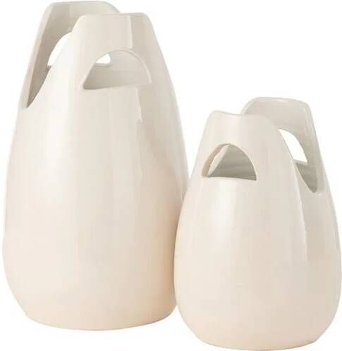J-Line vaas Handvat keramiek wit large 40 cm hoog