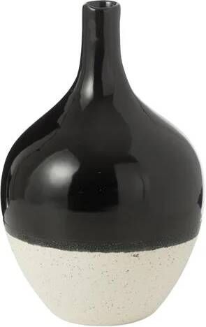 J-Line vaas Iva porselein zwart|wit medium Ø 15.5 cm