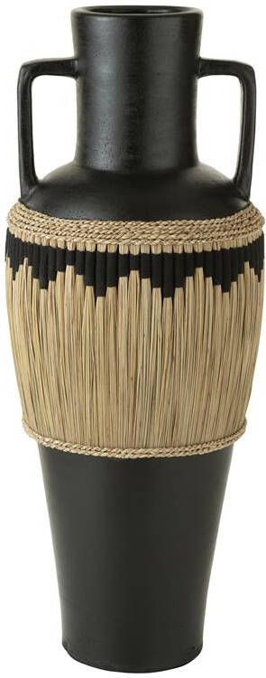 J-Line vaas Motief + Handvaten terracotta|gras zwart|naturel 100 cm hoog