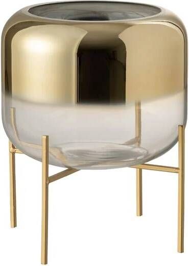 J-Line Vaas Oceanne Glas Goud|transparant Small 23x23x23cm