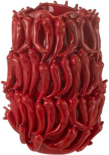 J-Line vaas Peppers porselein rood extra large 45 cm hoog