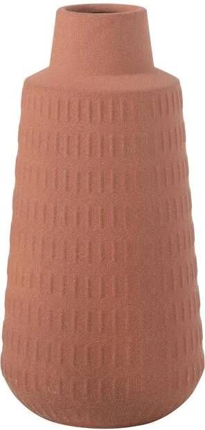 J-Line vaas Ria Gekerfd porselein terracotta large 31 cm hoog