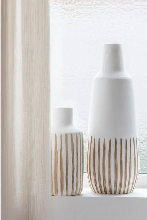 J-Line vaas Ying hout wit small 33 cm hoog