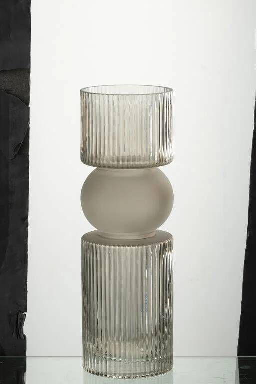 J-Line vaas|kaarshouder Snoep glas grijs medium