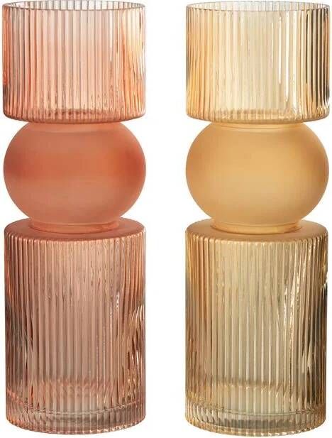 J-Line vaas|kaarshouder snoep glas oranje|rood large 2 stuks