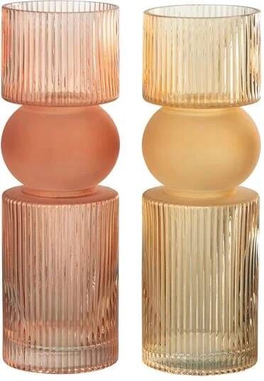 J-Line Vaas|Kaarshouder Snoep Glas Oranje|Rood Medium Assortiment V