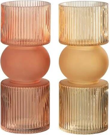 J-Line vaas|kaarshouder snoep glas oranje|rood small 2 stuks