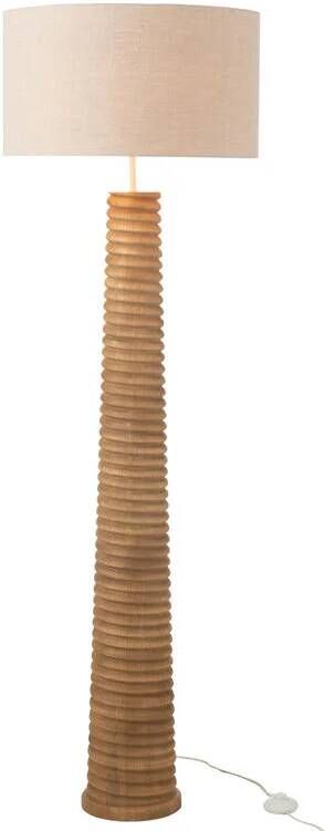 J-Line Vloerlamp Schroefdraad Hout Naturel|grijs 48x48x160cm