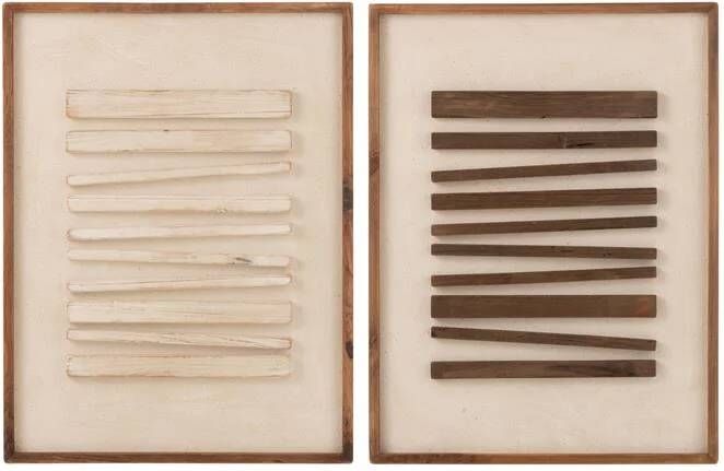 J-Line Wanddecoratie Mike Dennenhout|Canvas Wit|Naturel Assortiment