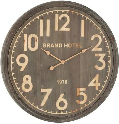 J-Line Wandklok Grand Hotel Mdf Naturel Donker Large