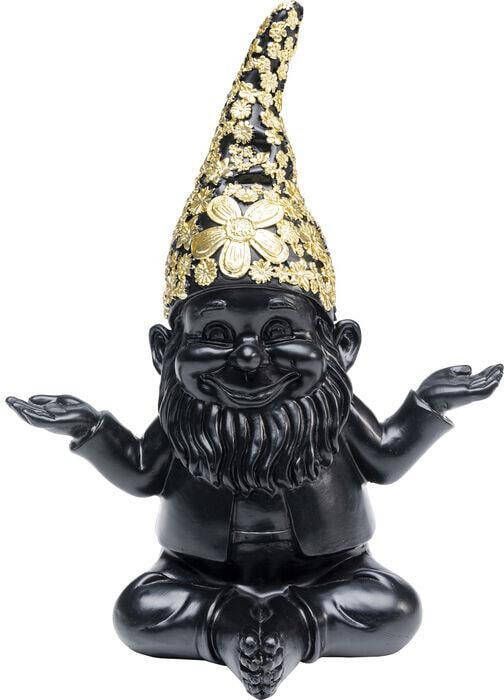 Kare Design Decofiguur Gnome Meditation Black Gold 19cm